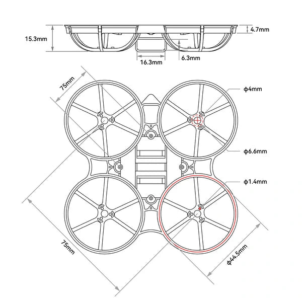 BETAFPV Meteor75 Air Brushless Whoop Clear Orange Frame