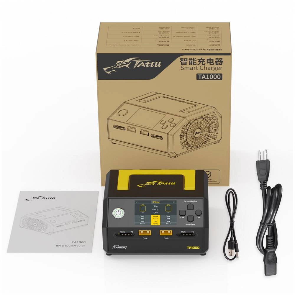 Tattu TA1000 kvaliteetne 1000W kahene FPV drooni akulaadija
