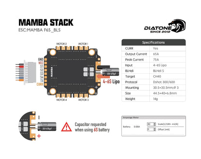 DIATONE MAMBA F722 + 65 BLS (42688) Stack