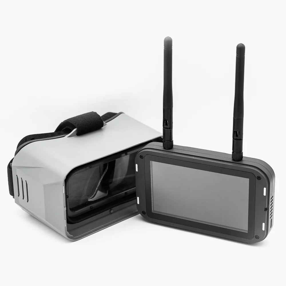 EMAX Transporter II HD VR headset with a screen and antennas