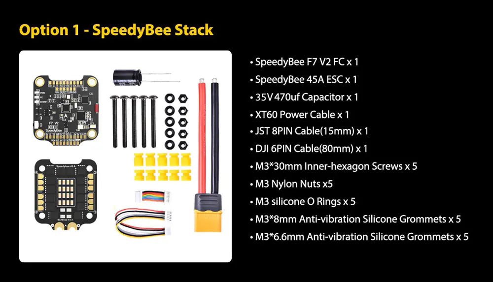 SpeedyBee F7 V2 FC + 45A 3-6S BLHeli_32 4-in-1 ESC Stack