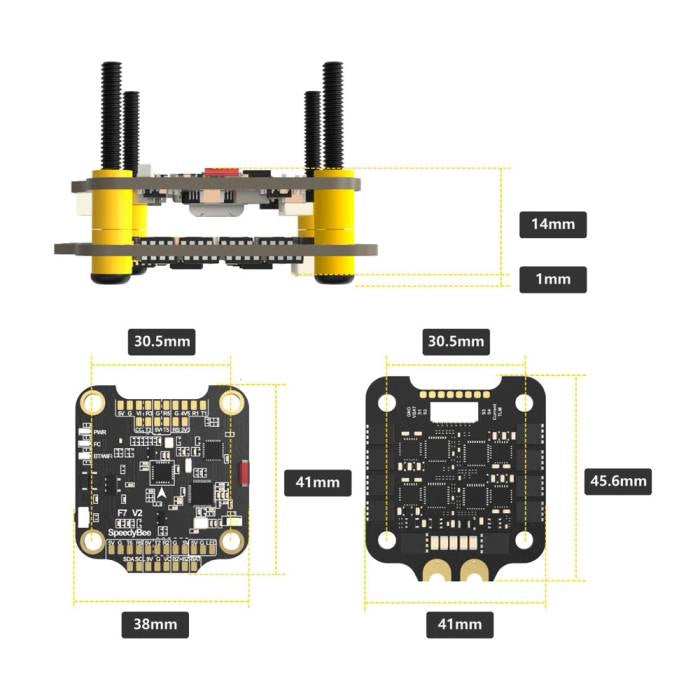 SpeedyBee F7 V2 FC + 45A 3-6S BLHeli_32 4-in-1 ESC Stack